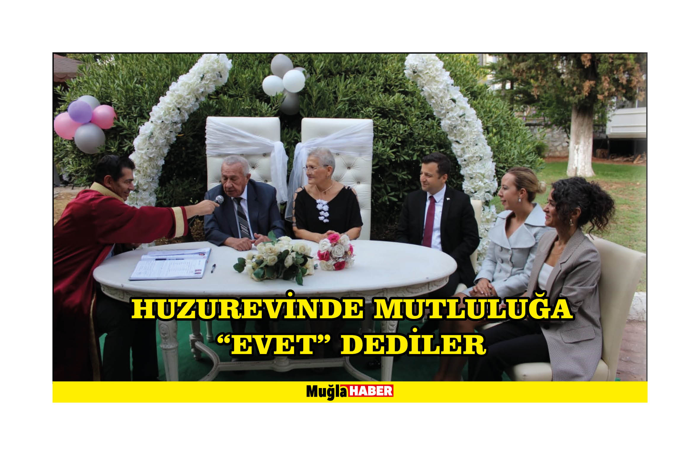 HUZUREVİNDE BİRBİRİNE AŞIK OLAN ÇİFT EVLENDİ