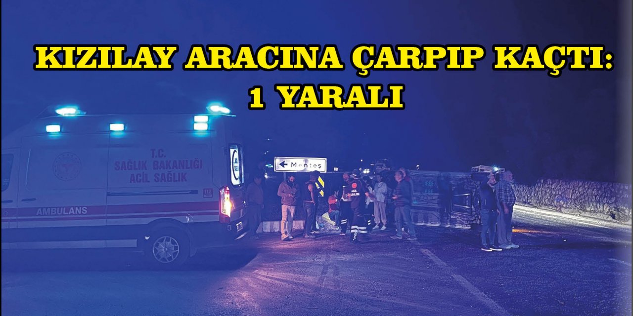 KIZILAY ARACINA ÇARPIP KAÇTI: 1 YARALI