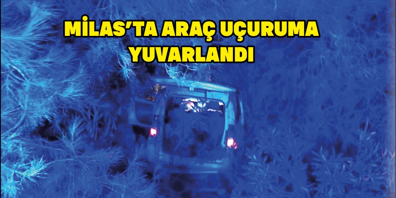 MİLAS’TA ARAÇ UÇURUMA YUVARLANDI