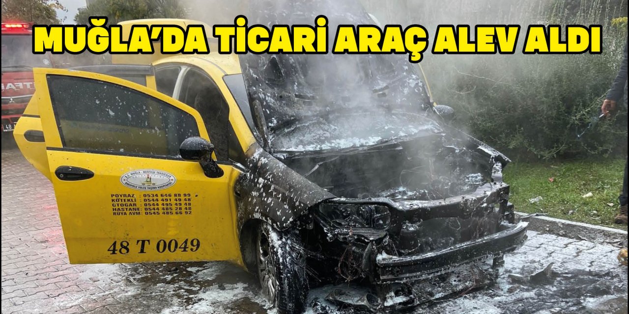 MUĞLA'DA TİCARİ ARAÇ ALEV ALDI