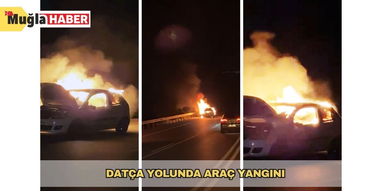 Datça yolunda araç yangını