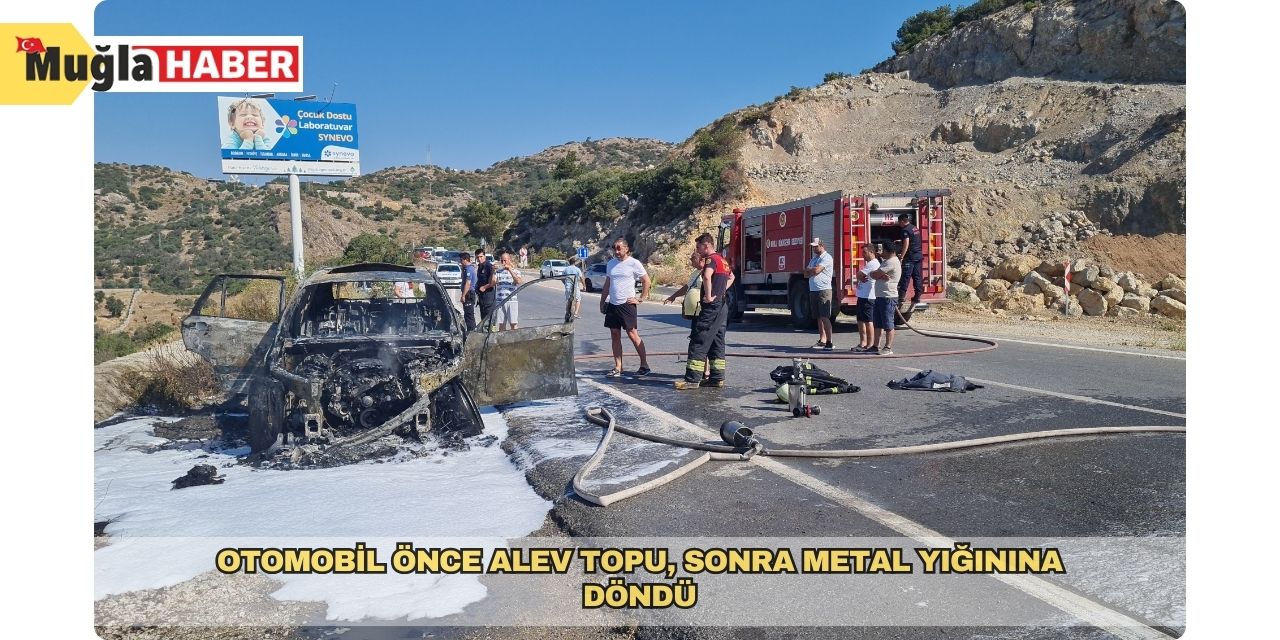 Otomobil önce alev topu, sonra metal yığınına döndü