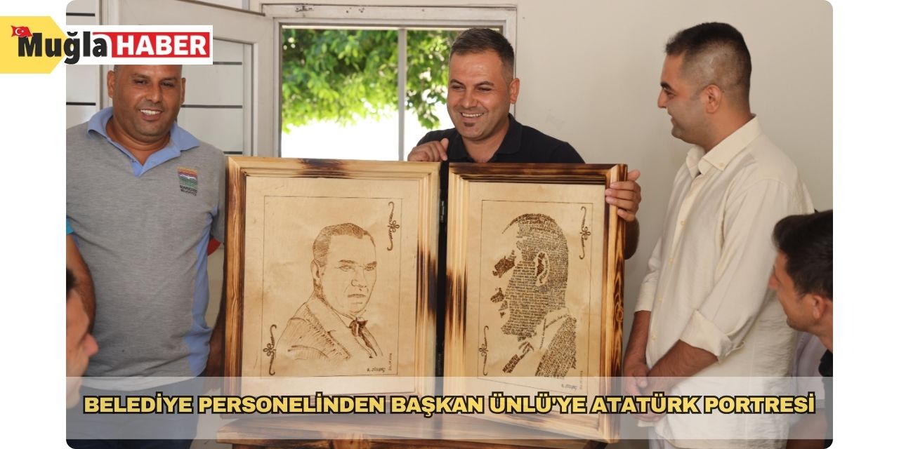 Belediye personelinden Başkan Ünlü'ye Atatürk portresi