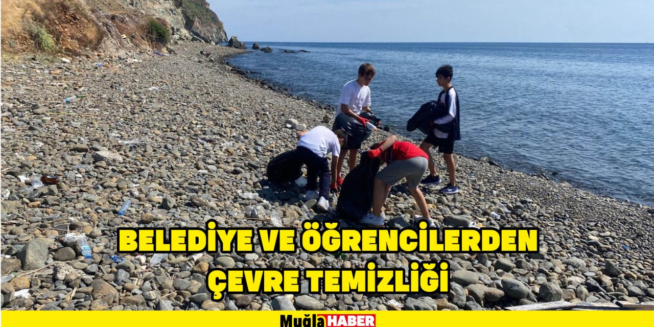 BELEDİYE VE ÖĞRENCİLERDEN ÇEVRE TEMİZLİĞİ