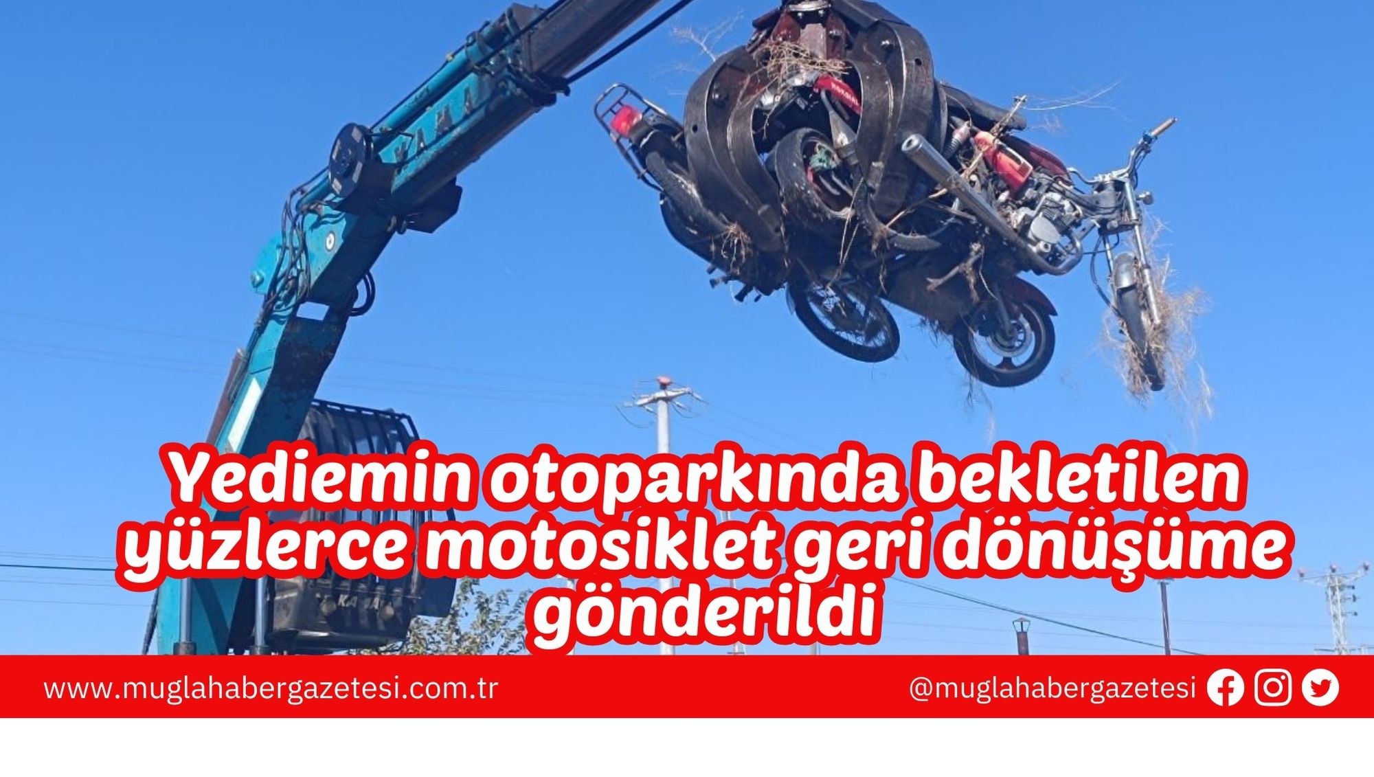 Yediemin otoparkında bekletilen yüzlerce motosiklet geri dönüşüme gönderildi