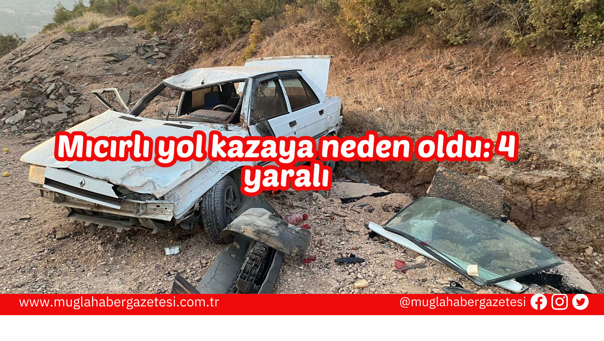 Mıcırlı yol kazaya neden oldu: 4 yaralı