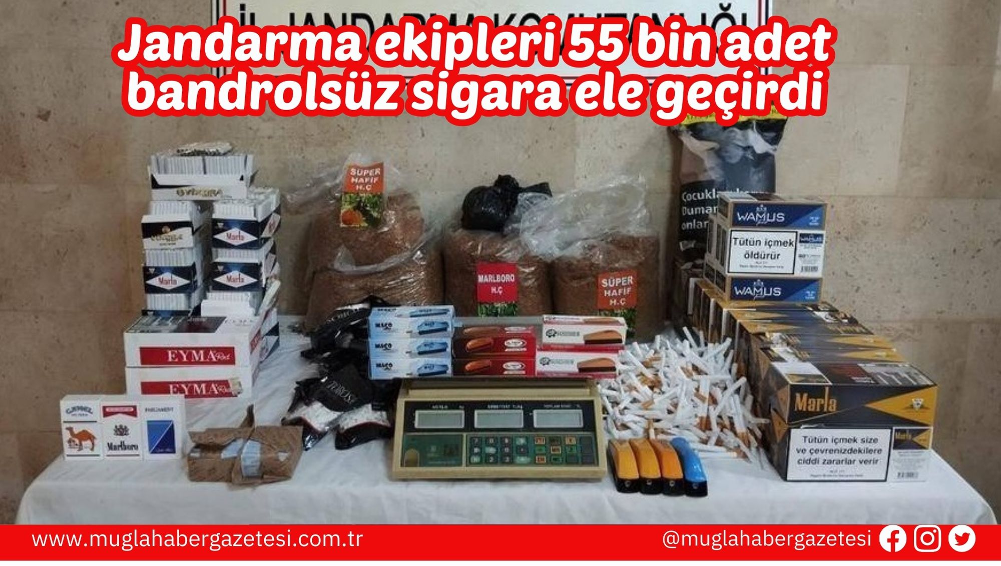 Jandarma ekipleri 55 bin adet bandrolsüz sigara ele geçirdi