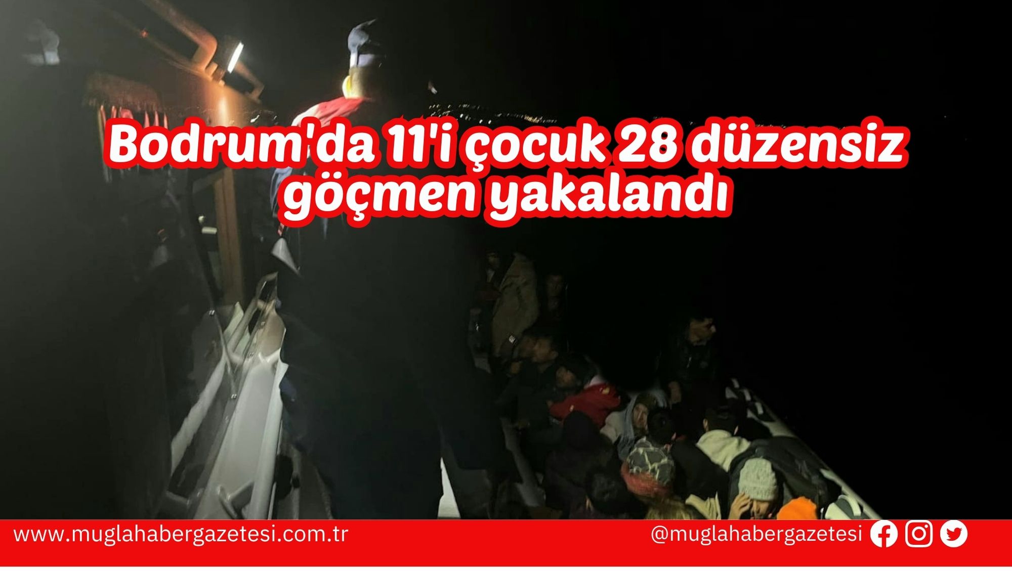 Bodrum'da 11'i çocuk 28 düzensiz göçmen yakalandı