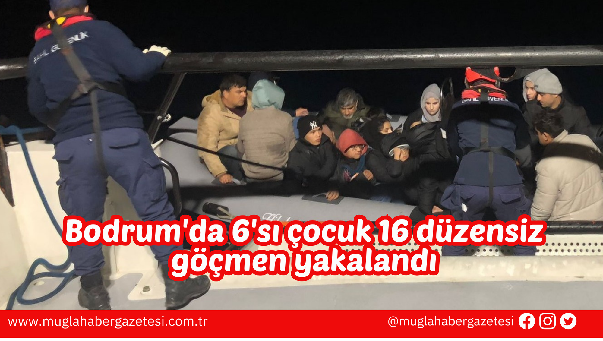 Bodrum'da 6'sı çocuk 16 düzensiz göçmen yakalandı