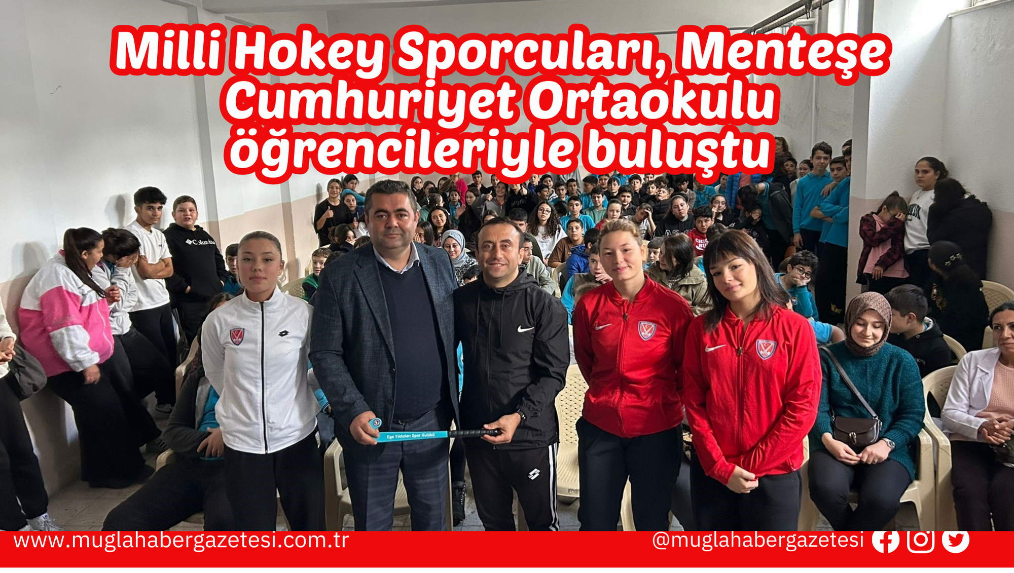 Milli Hokey Sporcuları, Menteşe Cumhuriyet Ortaokulu öğrencileriyle buluştu