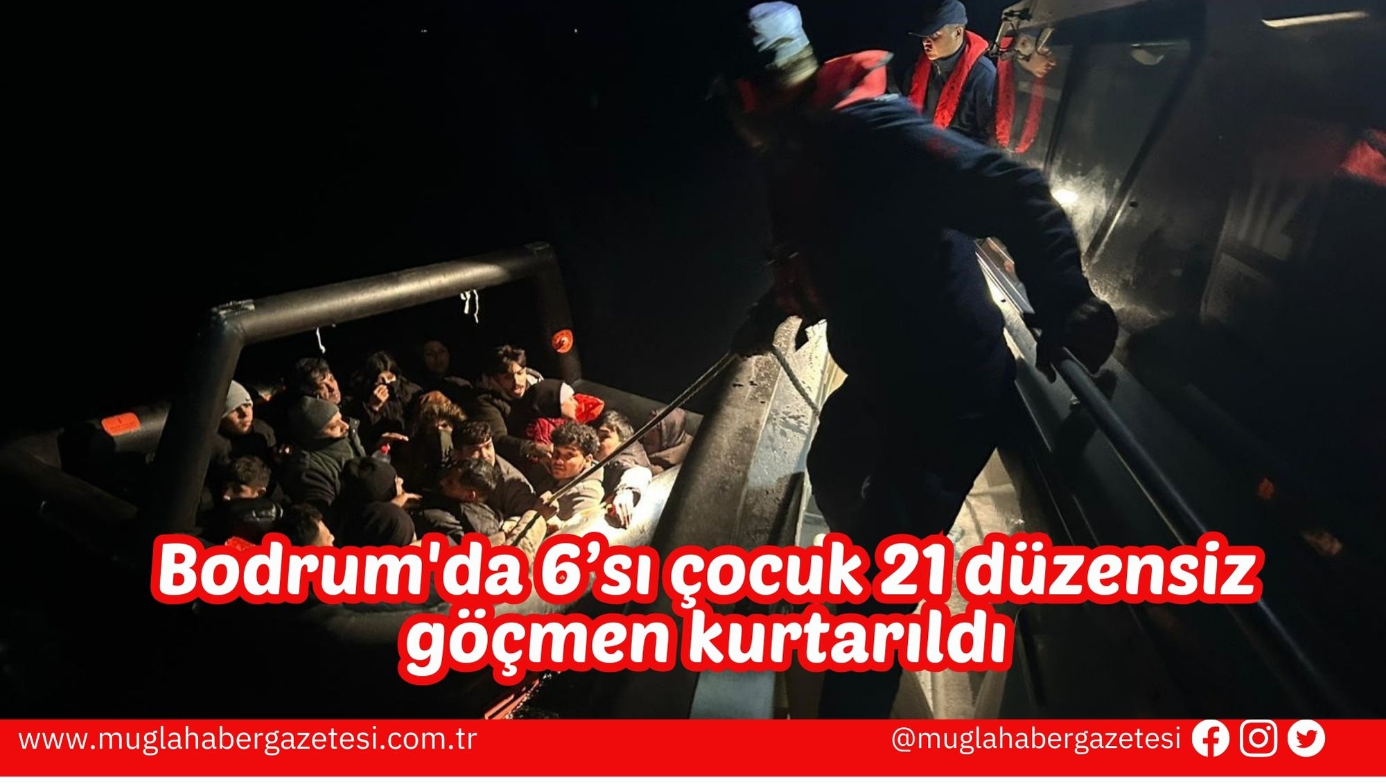 Bodrum'da 6’sı çocuk 21 düzensiz göçmen kurtarıldı