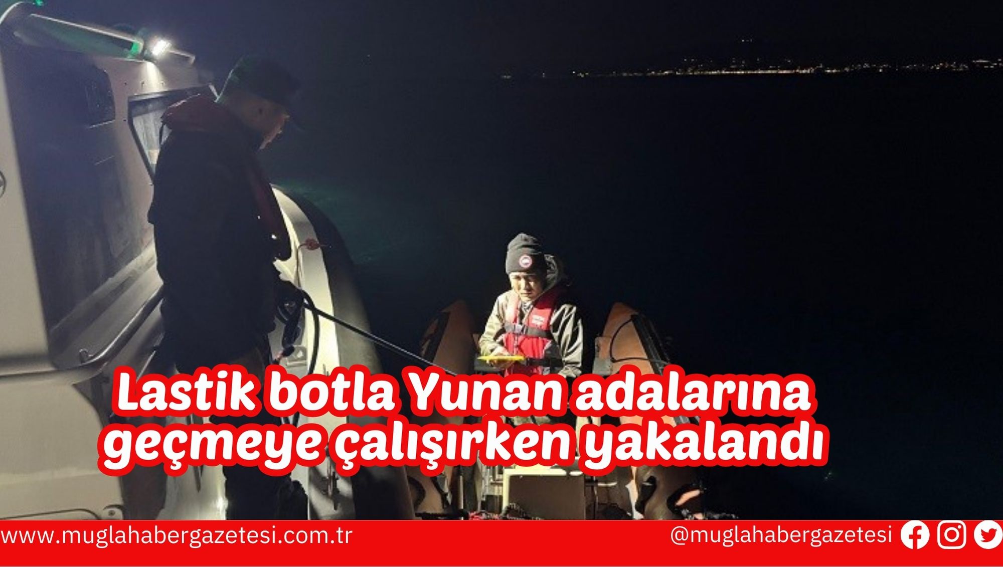 Lastik botla Yunan adalarına geçmeye çalışırken yakalandı