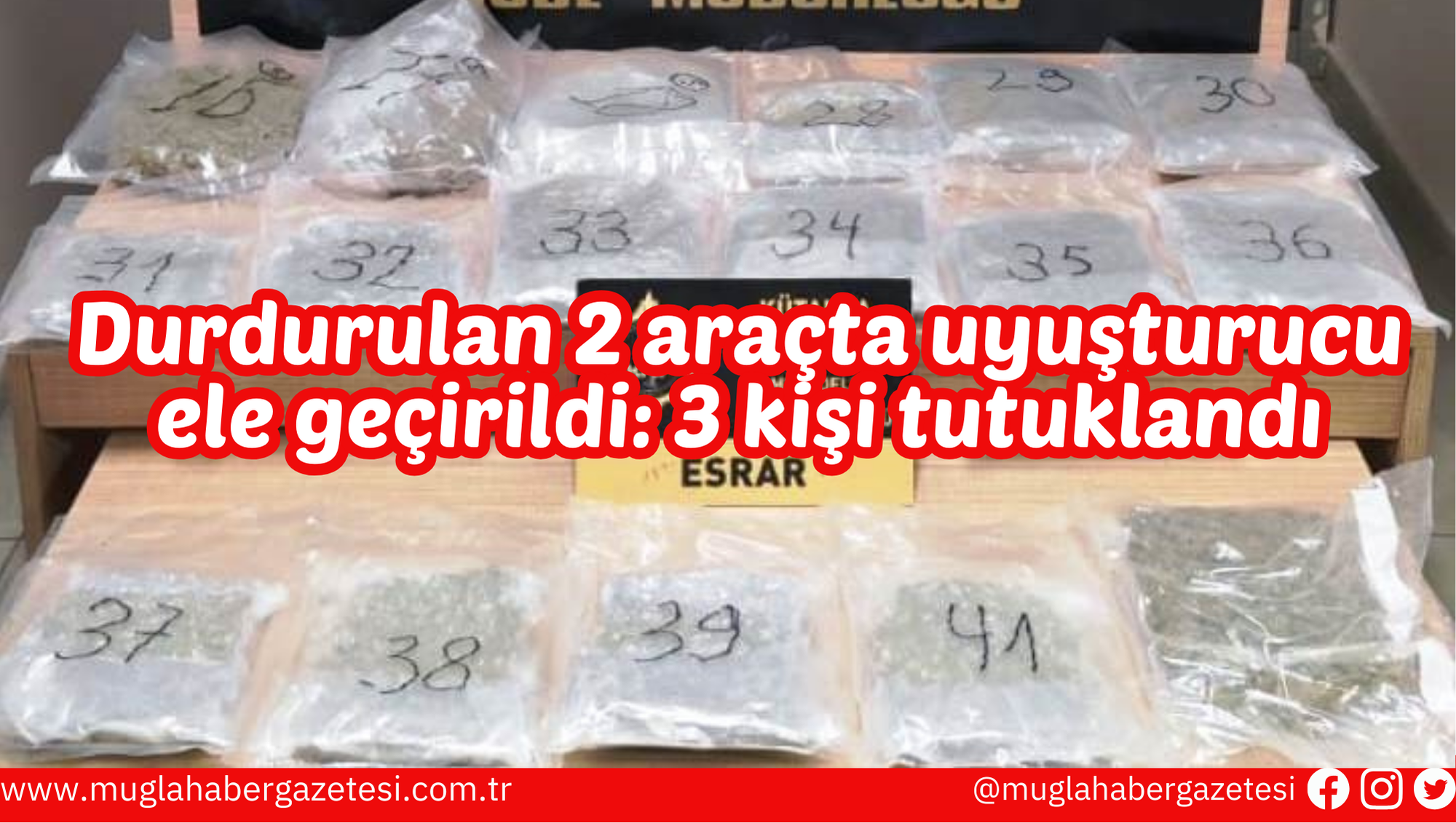 Durdurulan 2 araçta uyuşturucu ele geçirildi: 3 kişi tutuklandı