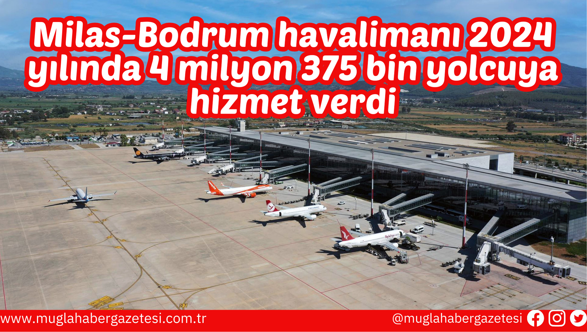 Milas-Bodrum havalimanı 2024 yılında 4 milyon 375 bin yolcuya hizmet verdi