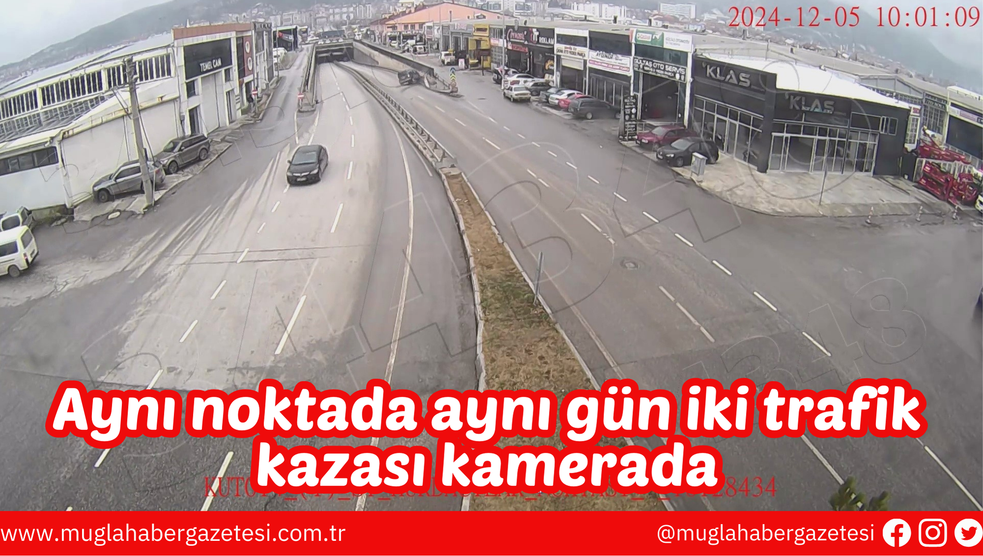 Aynı noktada aynı gün iki trafik kazası kamerada