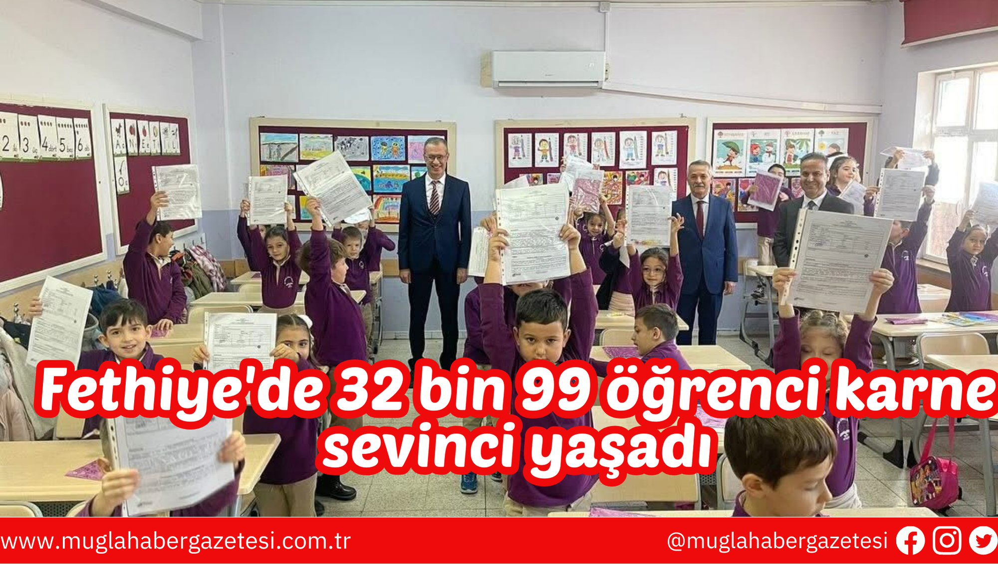 Fethiye'de 32 bin 99 öğrenci karne sevinci yaşadı