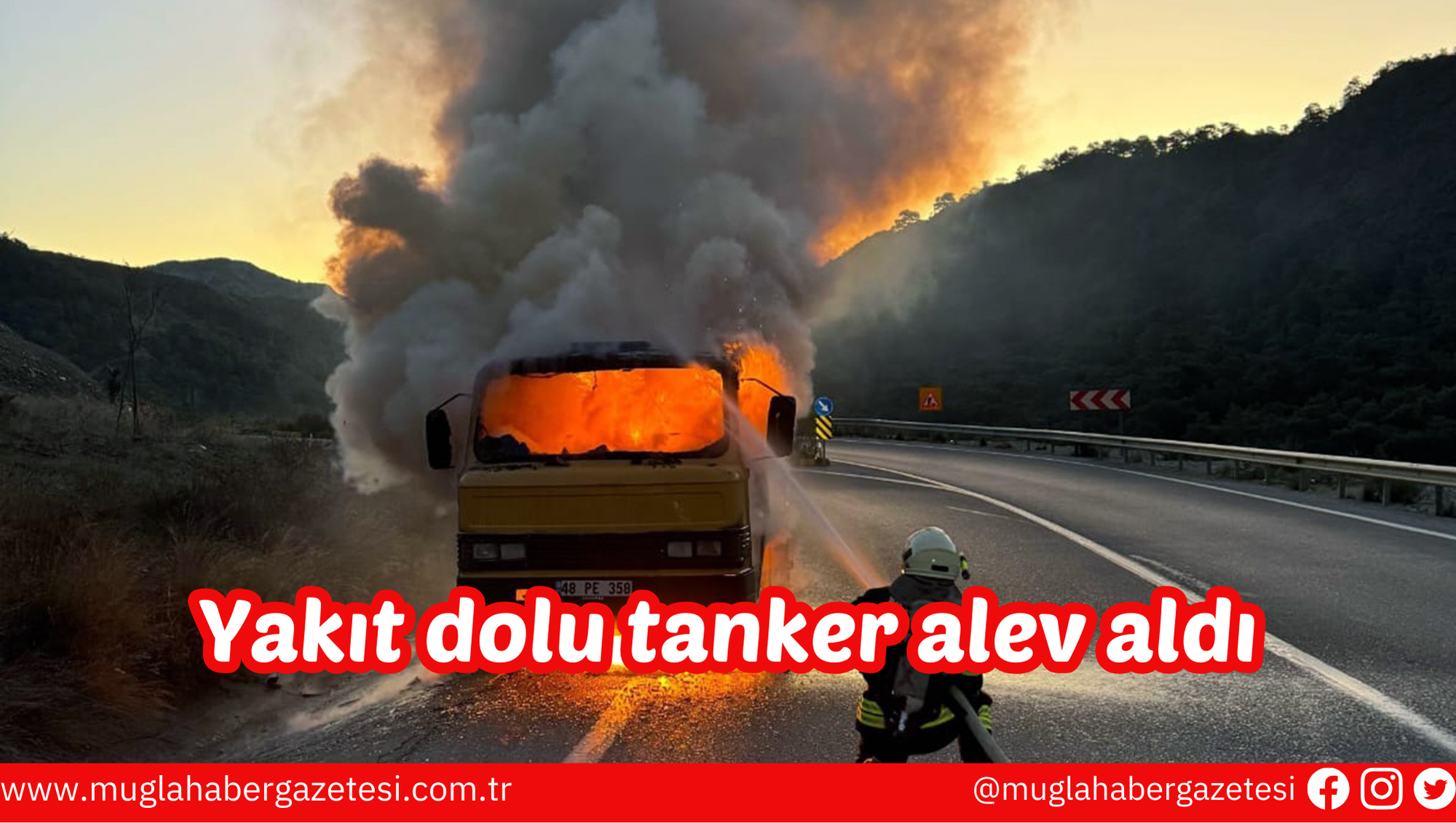 Yakıt dolu tanker alev aldı