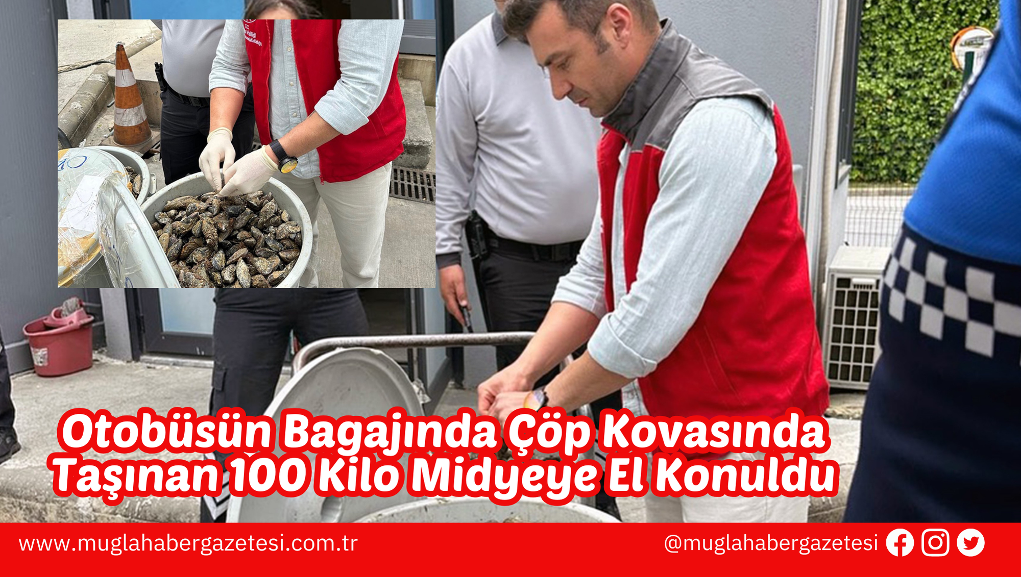 Otobüsün Bagajında Çöp Kovasında Taşınan 100 Kilo Midyeye El Konuldu