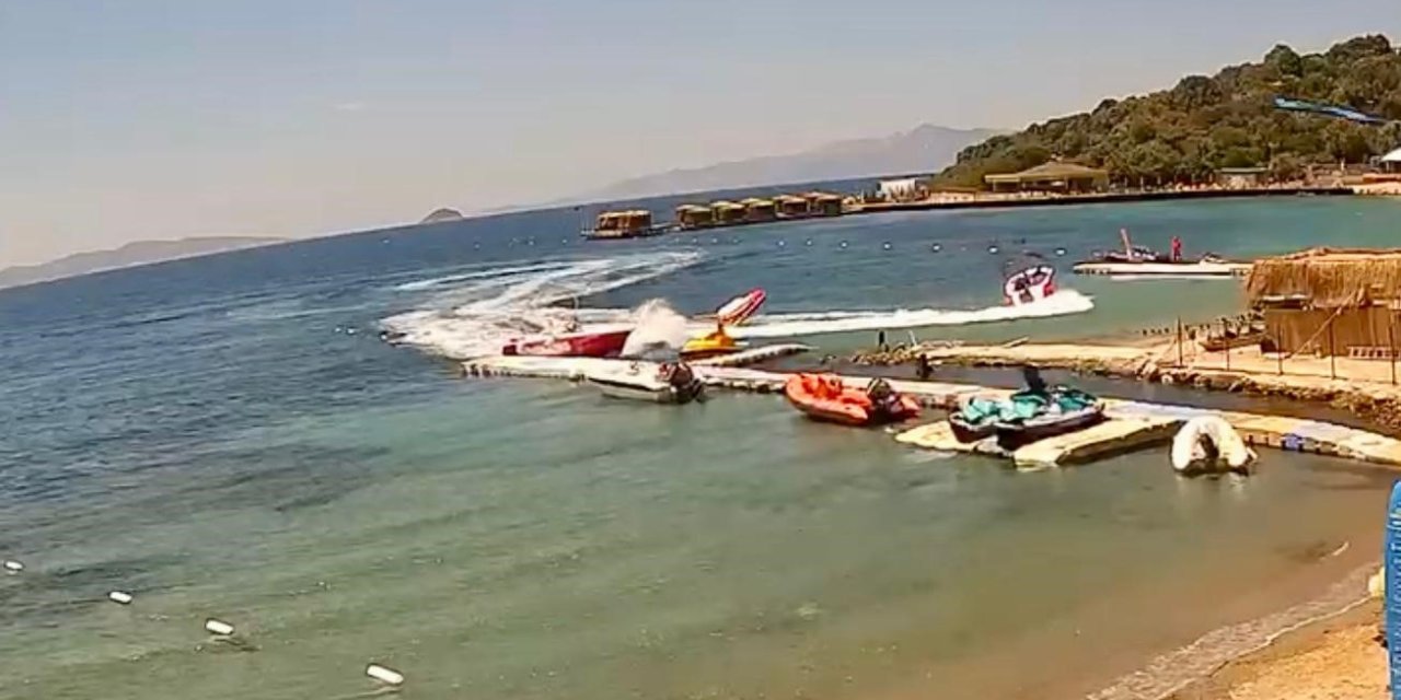 Bodrum'da su sporu kazası kamerada... Deniz yatağı, sürat teknesine çarptı: 3 yaralı