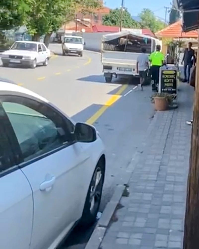 Muğla'da ilginç kaza, kamyondan inen vatandaşa çarptılar