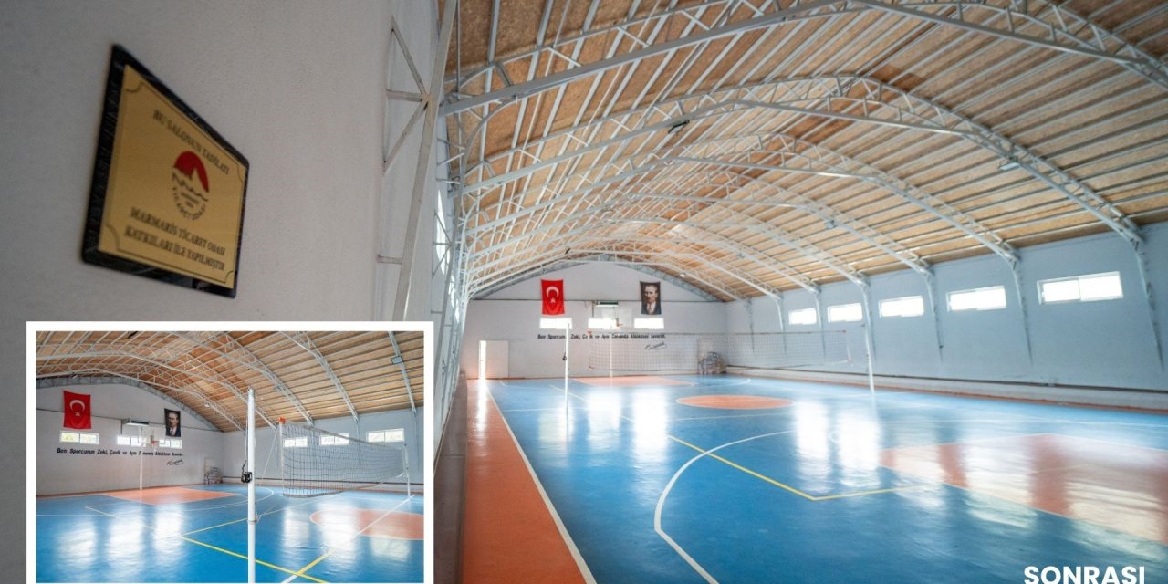 Marmaris Ortaokulu'nun spor salonu yenilendi